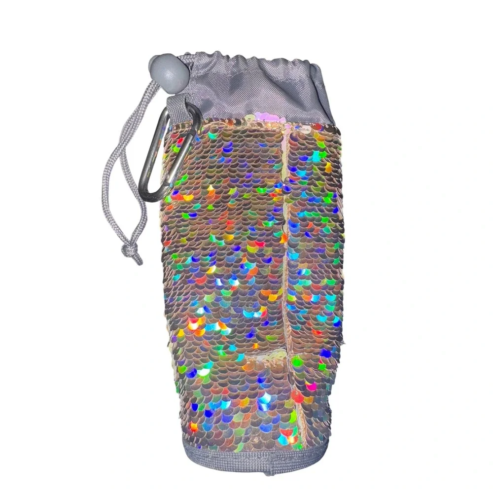 Justice Holographic Sequin Water Bottle‎ Holder with Clip